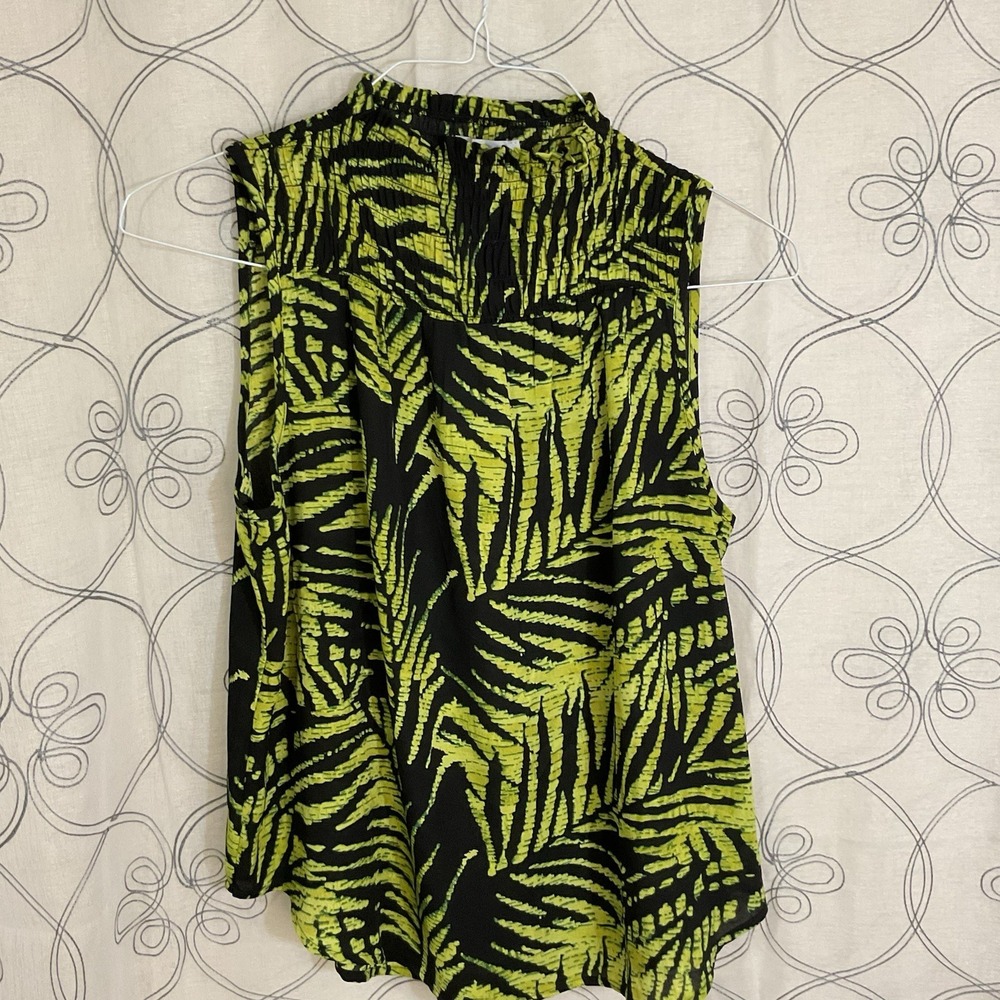 Women's Allison Joy Black Yellow Sleeveless Blouse Size Medium